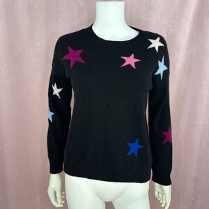 Rails Womens Black Wool Cashmere Sweater Size Small Stars Crewneck
